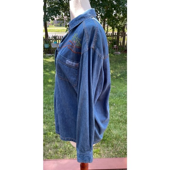 Vintage Together Denim Shirt With Teddy Bear Embroidery & Pocket Teachercore - Picture 4 of 9